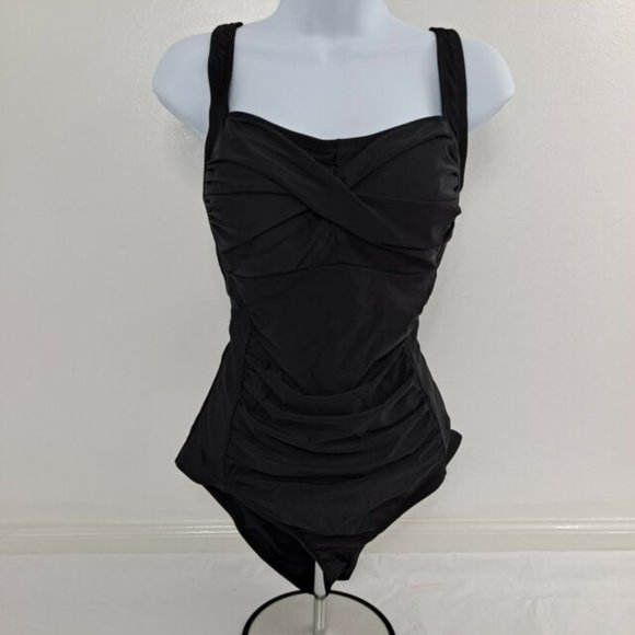 Unbranded Other - Slimming Twisted Black Swimsuit Bathing Suit Swim Black Extra Large XL